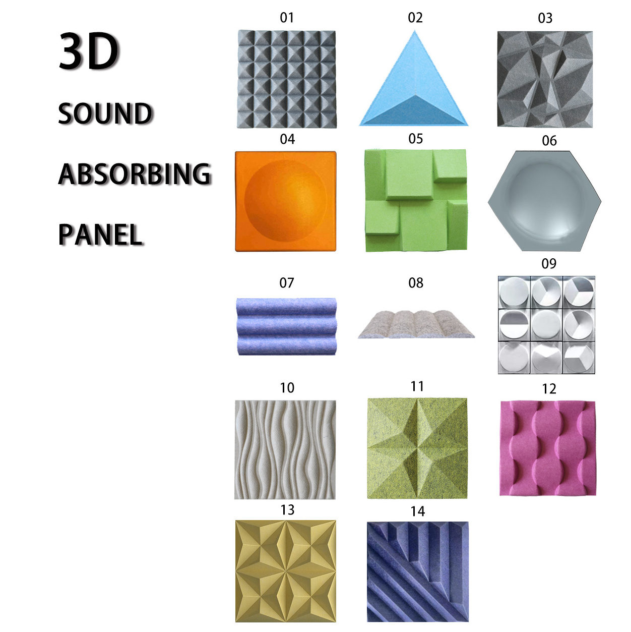 Eco-friendly Polyester Fiber Soundproof 3D Polyester Acoustic Panel Decorative Acoustic Panel