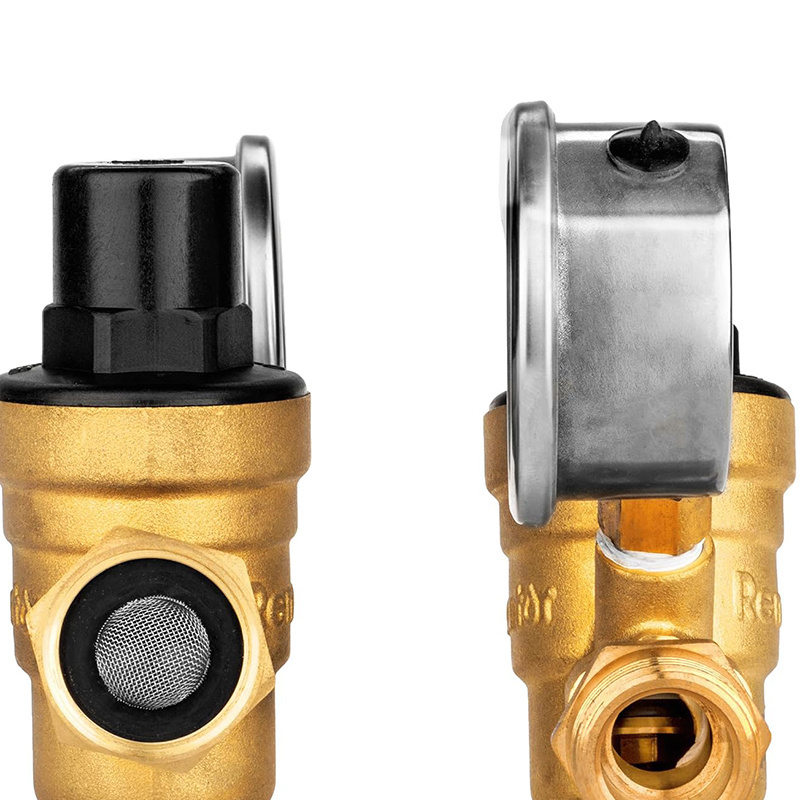 Renator RV Water Pressure Regulator for RV Camper Brass Lead-free Adjustable RV Water Pressure Regulator with Gauge