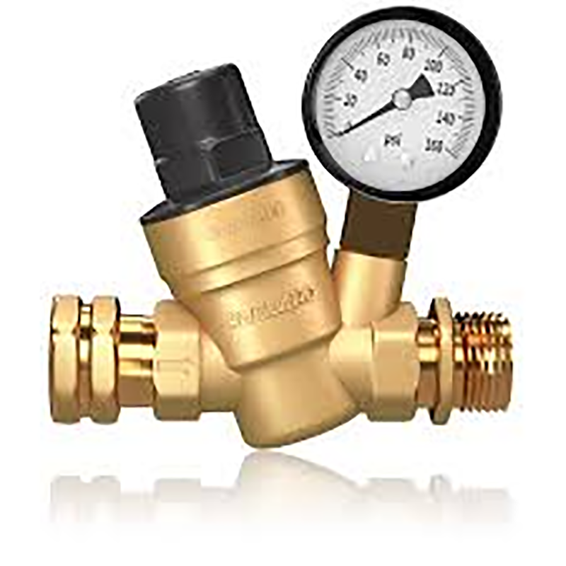 Renator RV Water Pressure Regulator for RV Camper Brass Lead-free Adjustable RV Water Pressure Regulator with Gauge