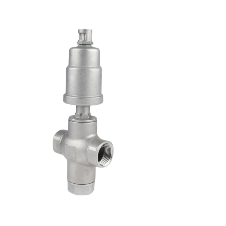 Stainless Steel Thread Bidirectional Flow Pneumatic Soft Seal 3-way Angle Seat Piston Stop Shut-off Valve