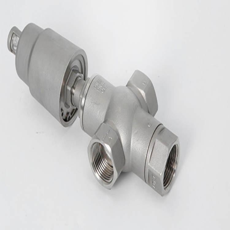 Stainless Steel Thread Bidirectional Flow Pneumatic Soft Seal 3-way Angle Seat Piston Stop Shut-off Valve