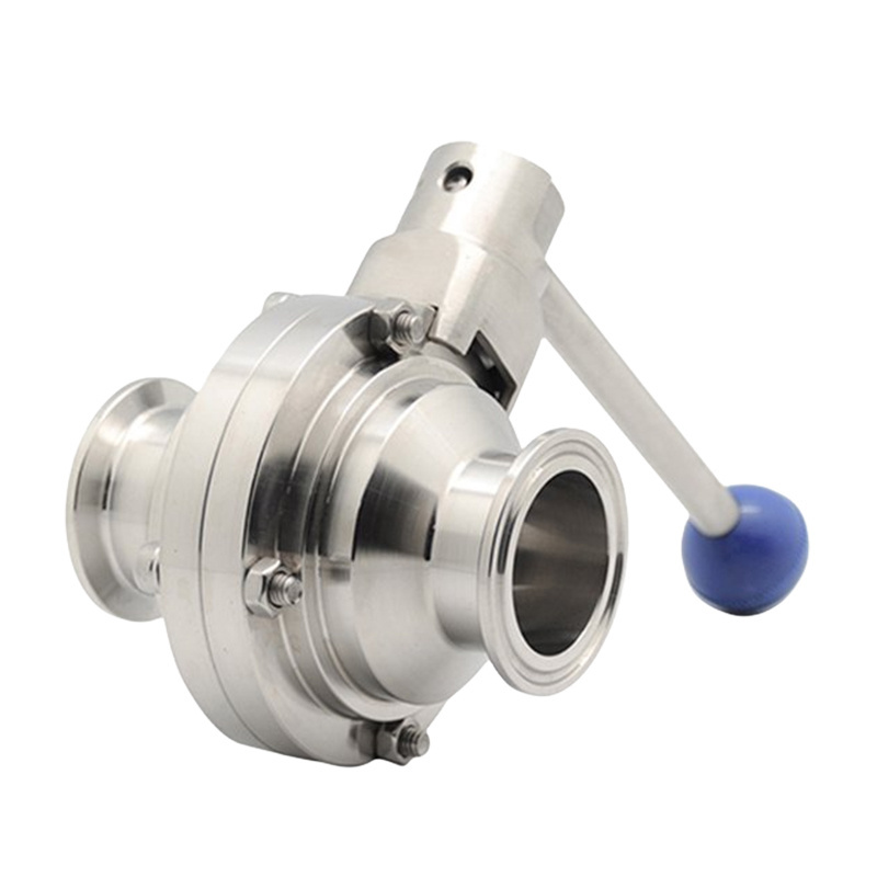 Food Grade Dairy Stainless Steel SS304 SS316L Manual Pull Handle Sanitary Tri Clover Clamp Vacuum Butterfly Valve