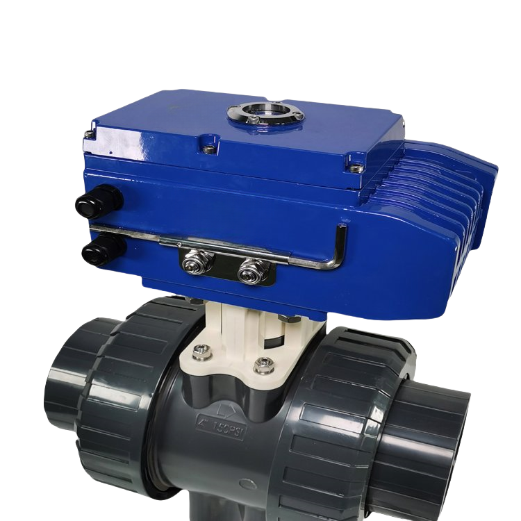 DC24V AC380V AC220V Two Way PVC UPVC PP Motorized Ball Valve Plastic Ball Valve With Actuator DN15-DN100