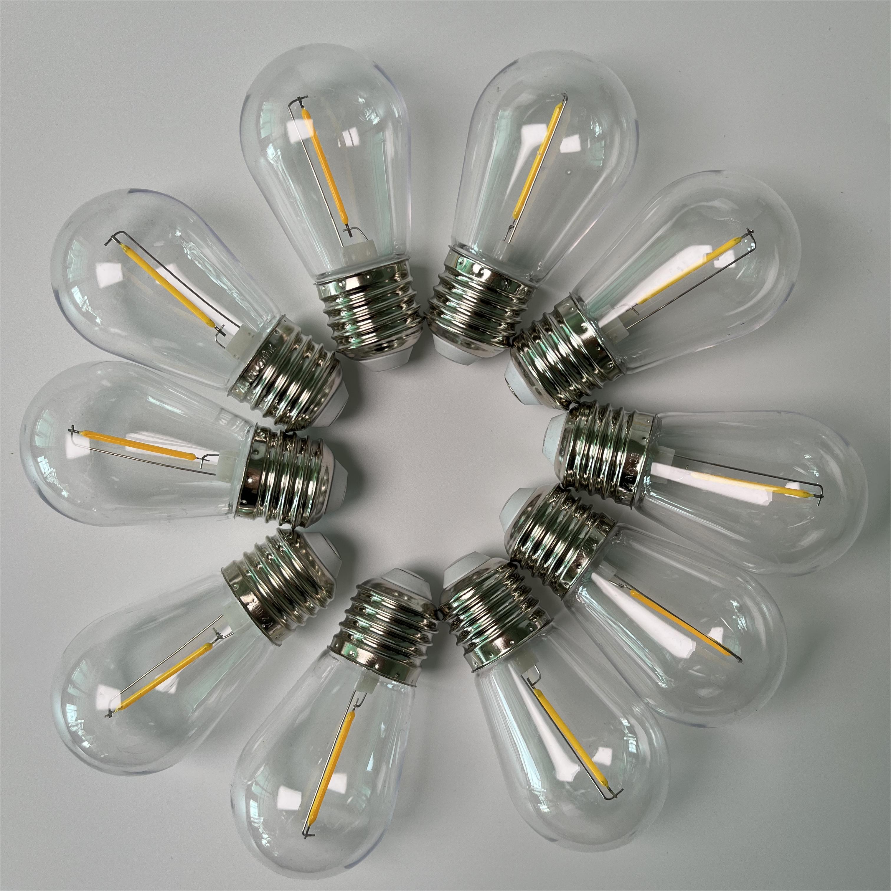 Outdoor Decoration Plastic Shatterproof E26 E27 S14 Filament Led Bulb for patio string light