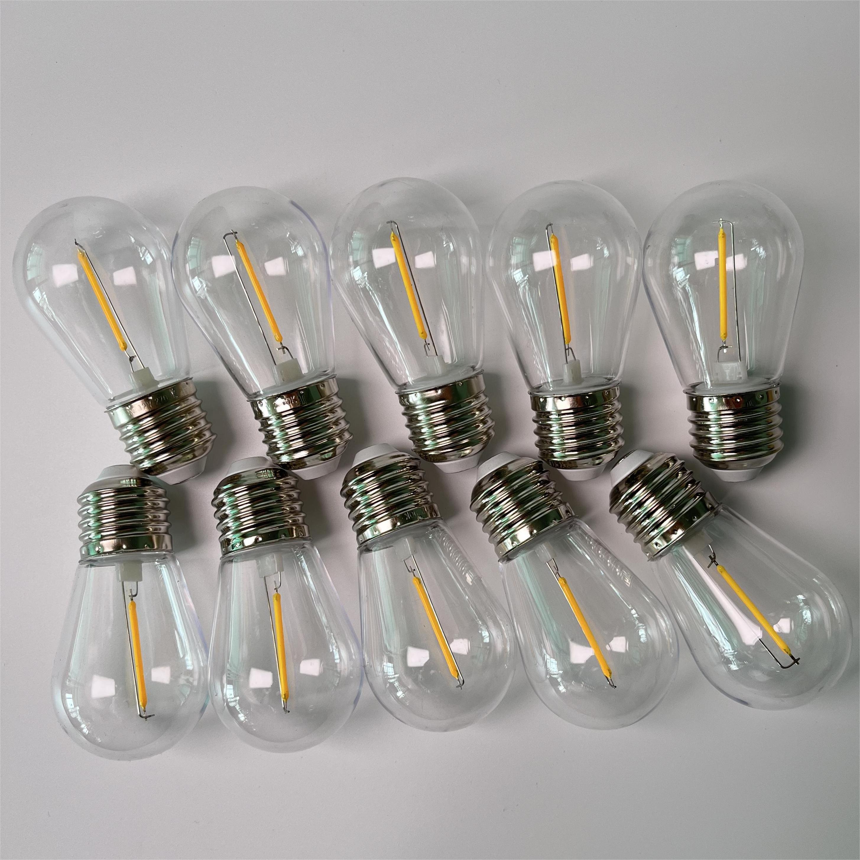 Outdoor Decoration Plastic Shatterproof E26 E27 S14 Filament Led Bulb for patio string light