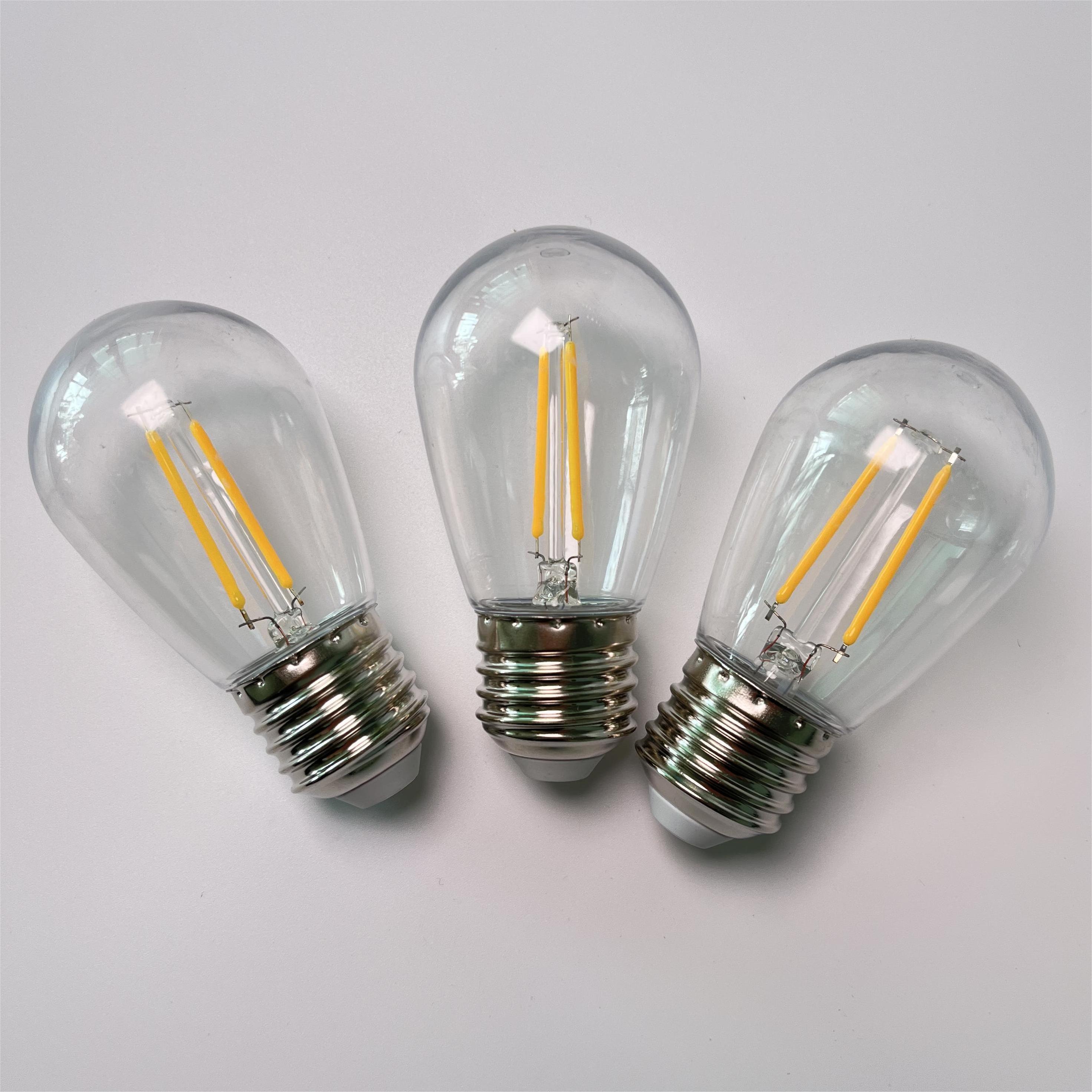 Outdoor Decoration Plastic Shatterproof E26 E27 S14 Filament Led Bulb for patio string light