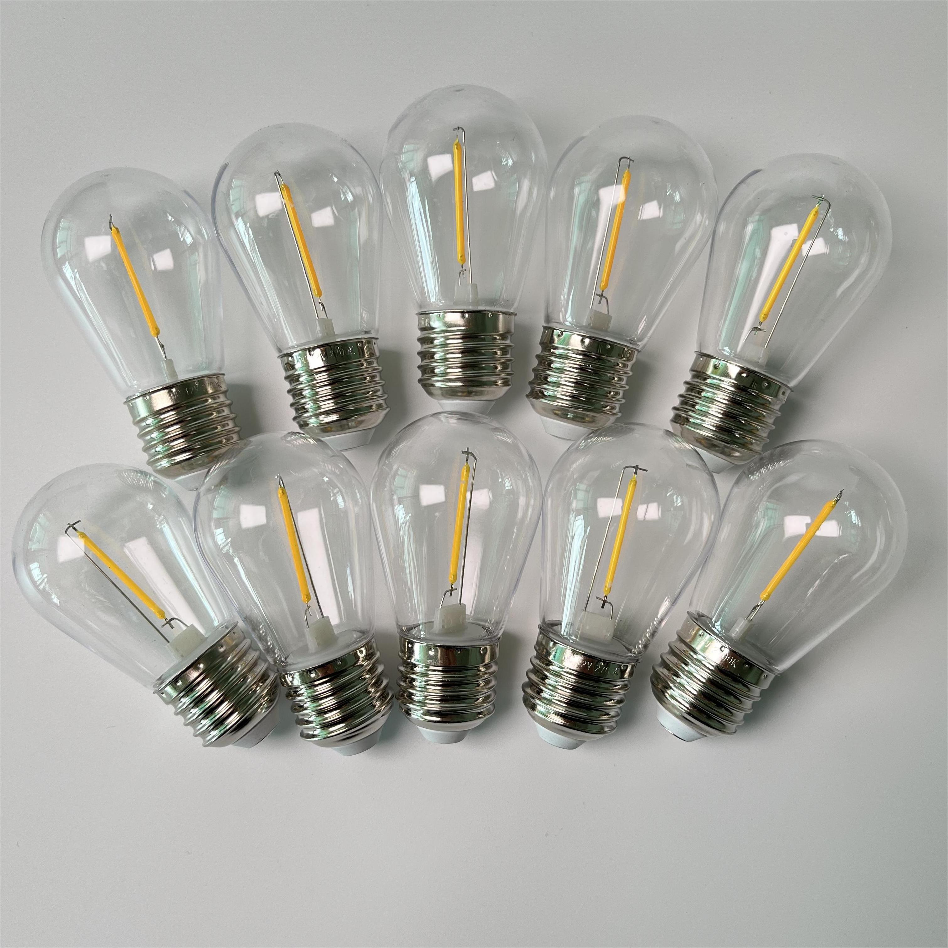 Hot Sales S14 G45 Outdoor String Light Bulb 1W 2W E26 E27 Low Voltage DC3V 12V 24V Led Filament bulb