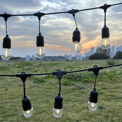 S14 1W 2W 15M 15bulbs Outdoor String Lights LED for Patio Garden Deck Backyard Gazebo Shatterproof Waterproof string lights BestSuppliers