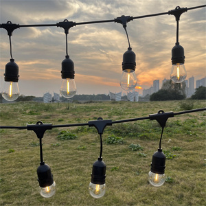 Decor s14 vintage edison bulb UK plug colorful commercial 48ft rubber patio waterproof outdoor garden string festoon lights