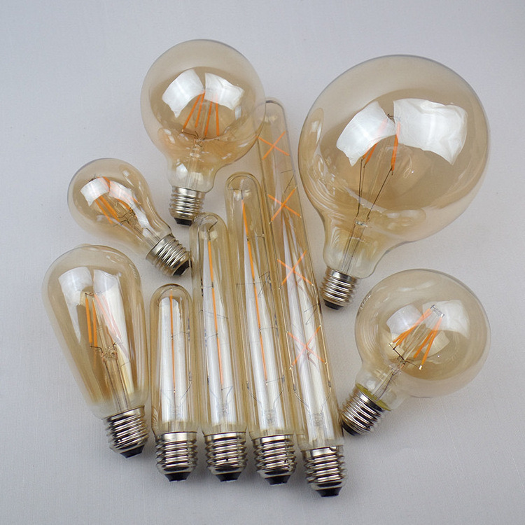 New style amber glass 4watt A60 ST64 G80 G95 G125 4W 6W 8W Antique led edison lamps e27 Light Vintage Bulbs