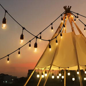 Warm white E26 E27 wholesale outdoor holiday waterproof garden wedding camping decoration led festoon string lights