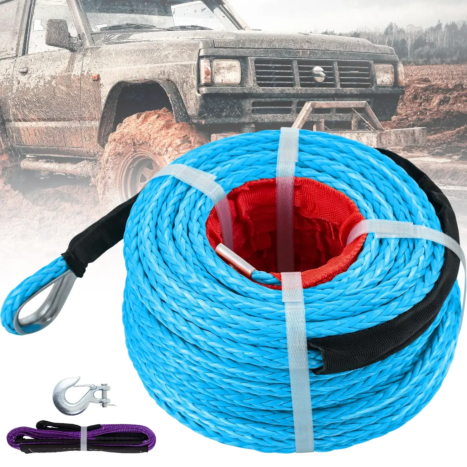 Best Selling Warn 12000Lbs 14Mm 12Mm*30M Atv Cable Uhmwpe Synthetic Winch Rope