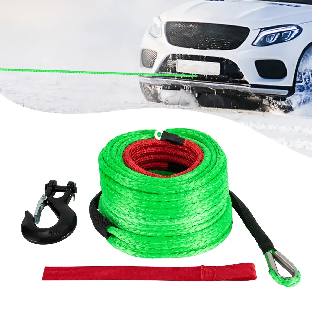 High Quality Strength 1/4 Inch UHMWPE Fiber Braided Manual Towing 12V ATV UTV Synthetic Winch Rope