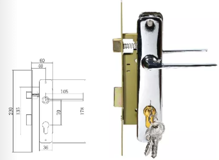 Good quality factory direct sales main door handle and locks lever set door handle lock