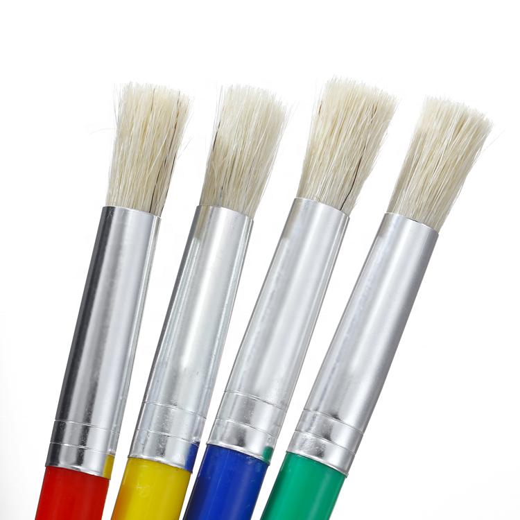 Factory Sale White Hog Bristle Round Head Drawing Small Paint Brush