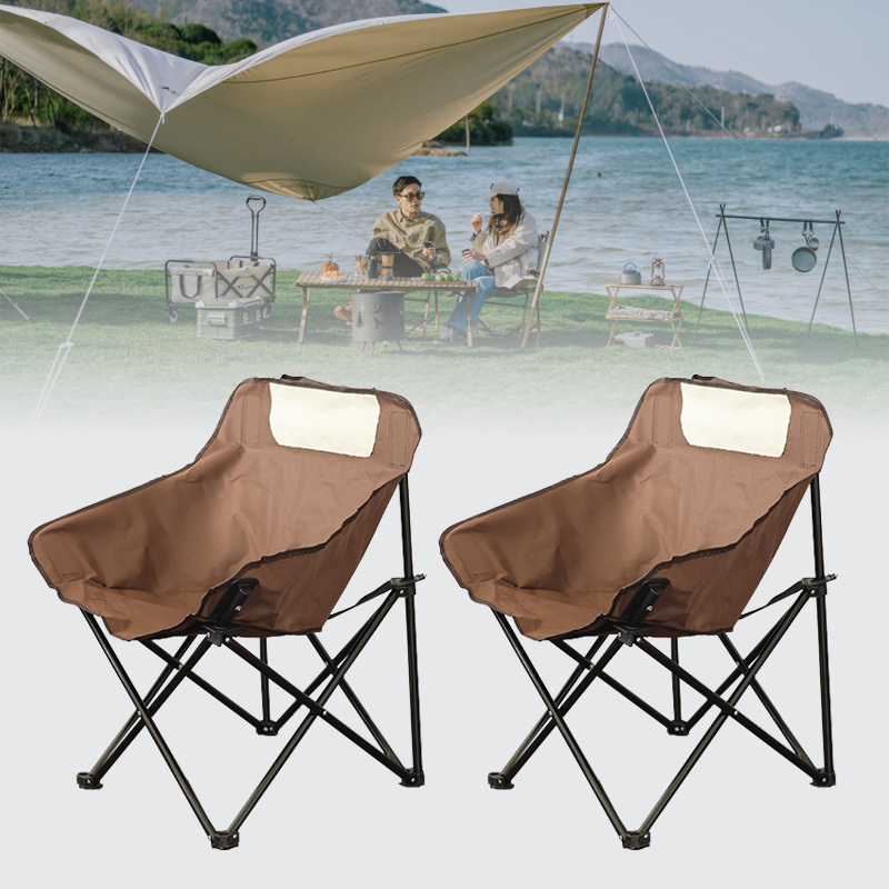 Promotional Gold Alloy Modern Children Small Collapsible Beach Camping Moon Chair With Storage Bag