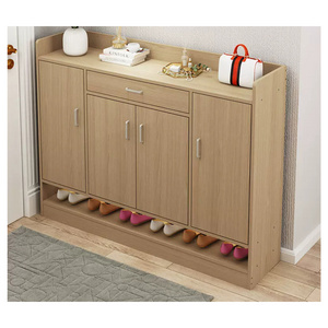 Free Shipping Sample Rustic Brown Outdoor Hinge Door Thin Dustproof Wooden Storage Shoes Cabinet