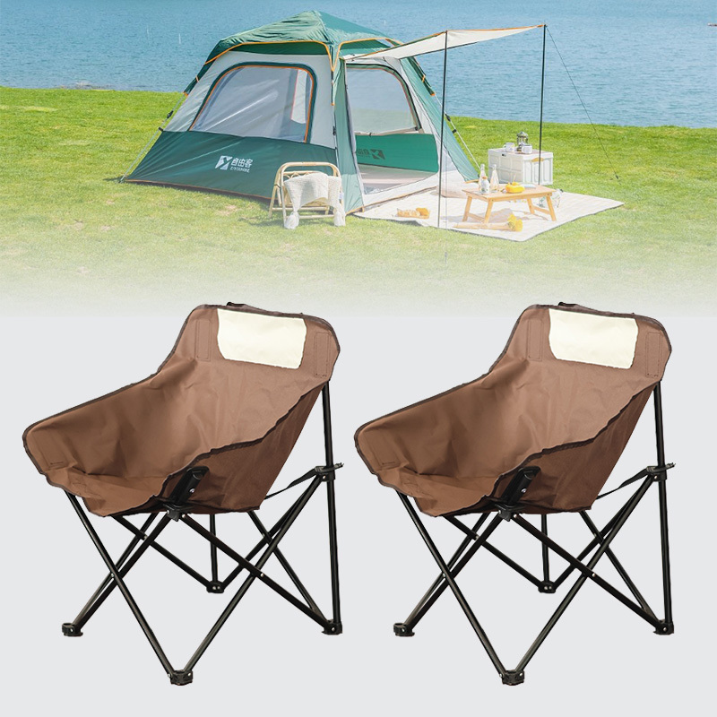 Promotional Gold Alloy Modern Children Small Collapsible Beach Camping Moon Chair With Storage Bag