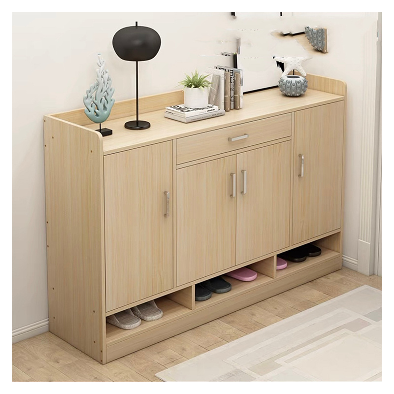 Fast Delivery Modern Style Dark Entryway Hinge Door Long Space Saving Wooden Shoe Rack Cabinet