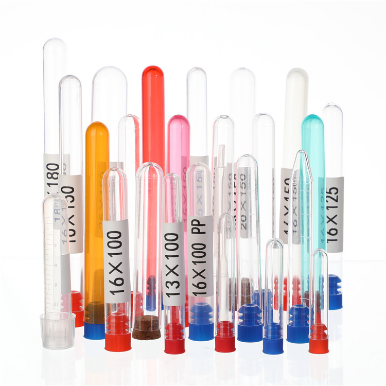 Custom different size food grade plastic test tube with screw cap for packaging