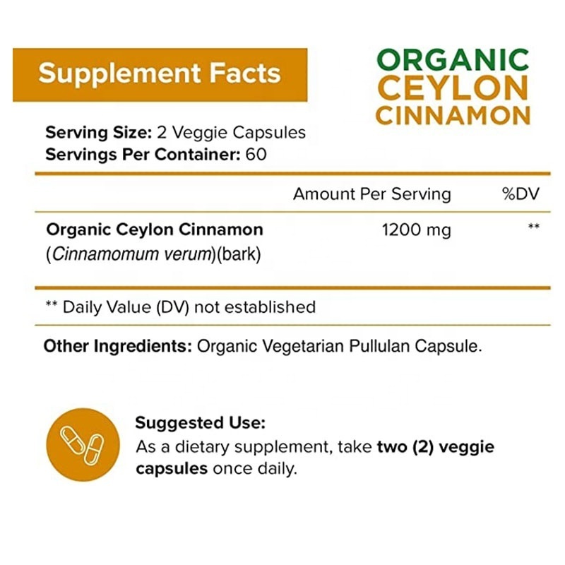 Best price Herbal Supplement Organic Ceylon Cinnamon Capsules Antioxidant Cinnamon Pills Supports Glucose Metabolism