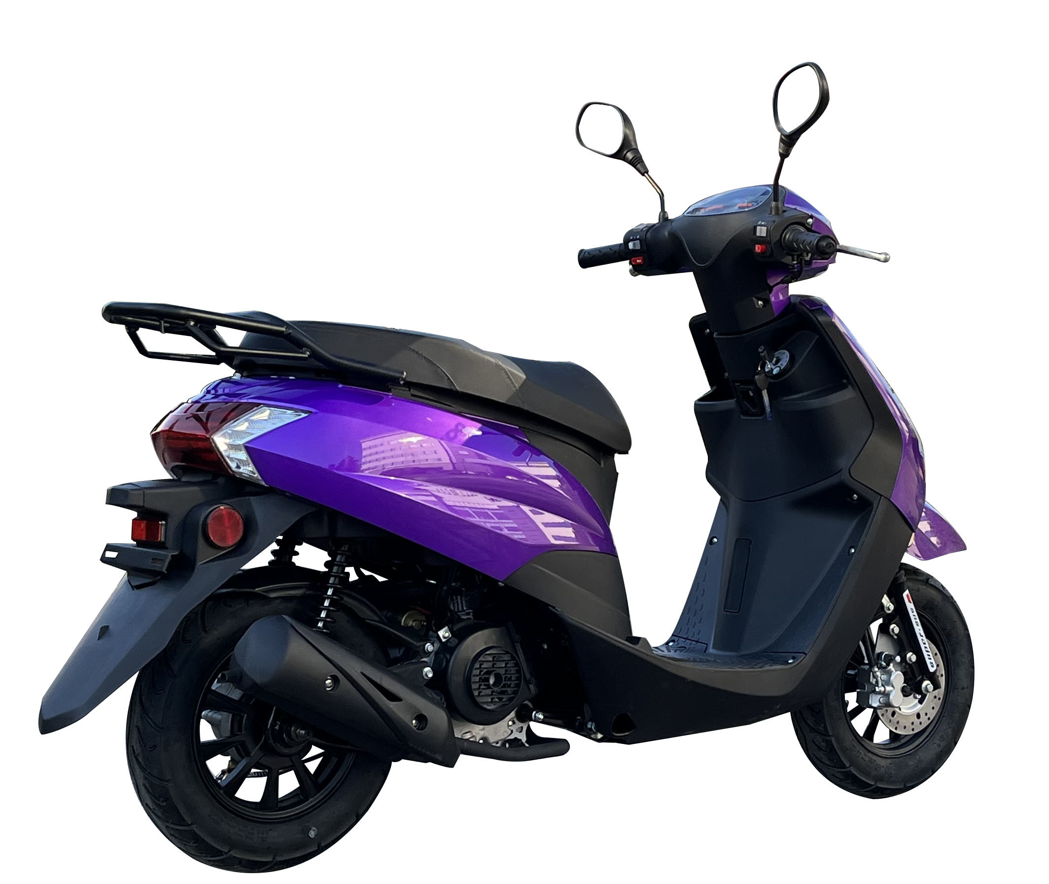 Factory supply 110cc 49cc gas moped gas scooter with pedal long seat for adults