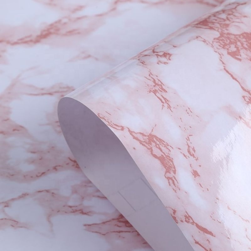 60cm Marble Pattern Self Adhesive Wall Paper Rolls Kitchen Removable Waterproof 3D Red Agate Wallpapers