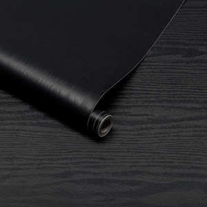 Easy to Clean Black Wood Decorative Self-Adhesive Peel and Stick Wall Paper For Furniture Surfaces Black Wood Wallpaper