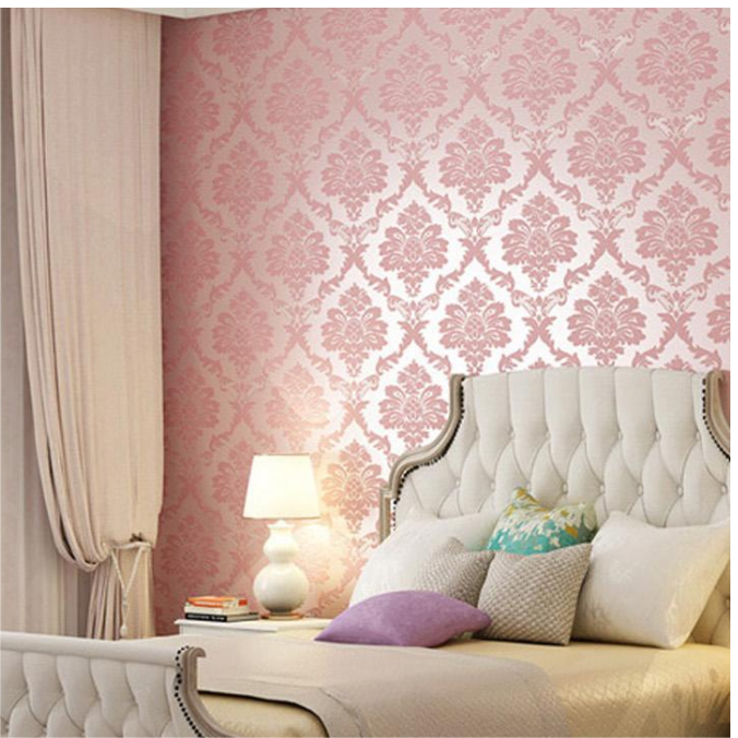 Pink wallpaper floral embossed wallcoverings for living room luxury preglueing 3D peel and stick Wallpaper