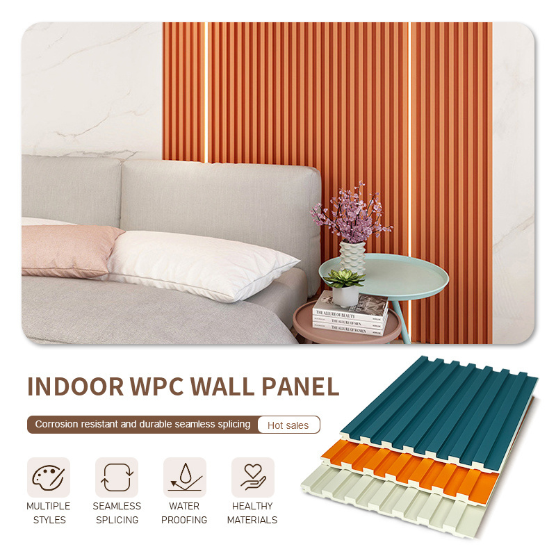 Wpc Fluted  Indoor Decorative Strip Wood Wall Plastic Panel Plastic Composite  Cladding WPC Slat Wall Panel  WPC Wall Panel