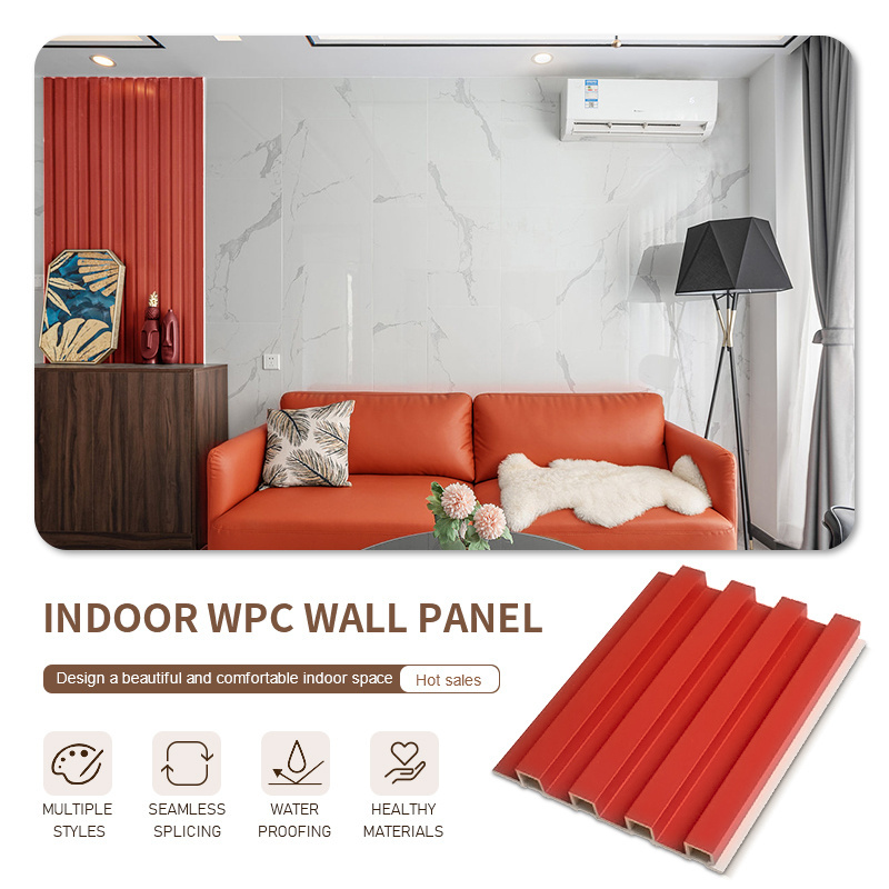 Wpc Fluted  Indoor Decorative Strip Wood Wall Plastic Panel Plastic Composite  Cladding WPC Slat Wall Panel  WPC Wall Panel