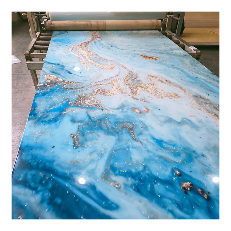 4x8 Hot Sale High Glossy 3-6mm Wall Marble Sheets Waterproof Plastic Marble Alternative Pvc Marble Panels