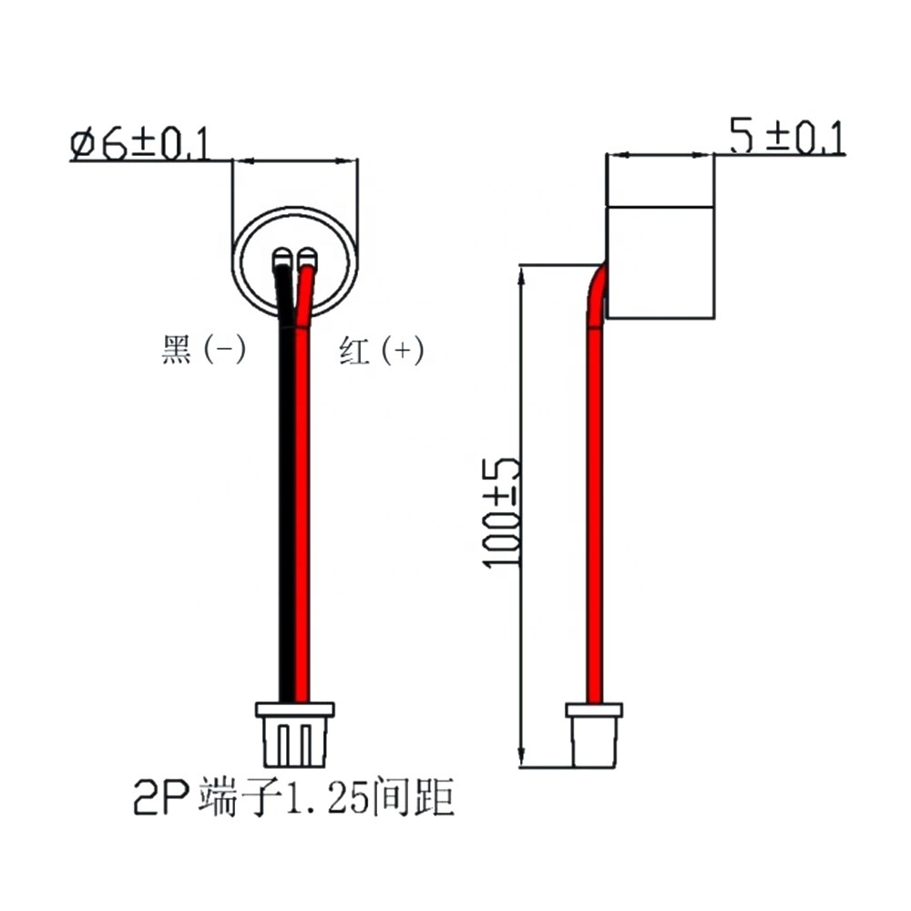 Waterproof 6050 Microphone 6.0*5.0MM Omni-directional Electret Condenser Microphone for Toy 6MM MIC with 100 MM Wire 2P 1.25