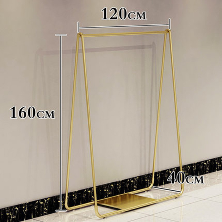 Single Rail Fashion Retail Cloth Store Portable Gold Clothing Dress Display Racks