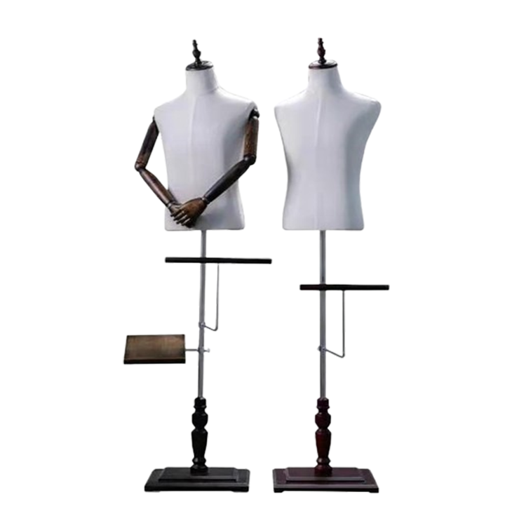 Upper Body Bust Male Dress Form Tailoring Mannequin Torso With Adjustable Wooden Arm