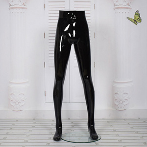 Glossy Black Men Plastic Half Body Stand  For Pants Legs Male Mannequin With Base