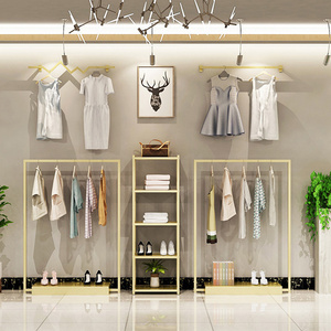 Adjustable Disassemble Product Shop Clothes Gold Clothing Rack Display For Showrooms