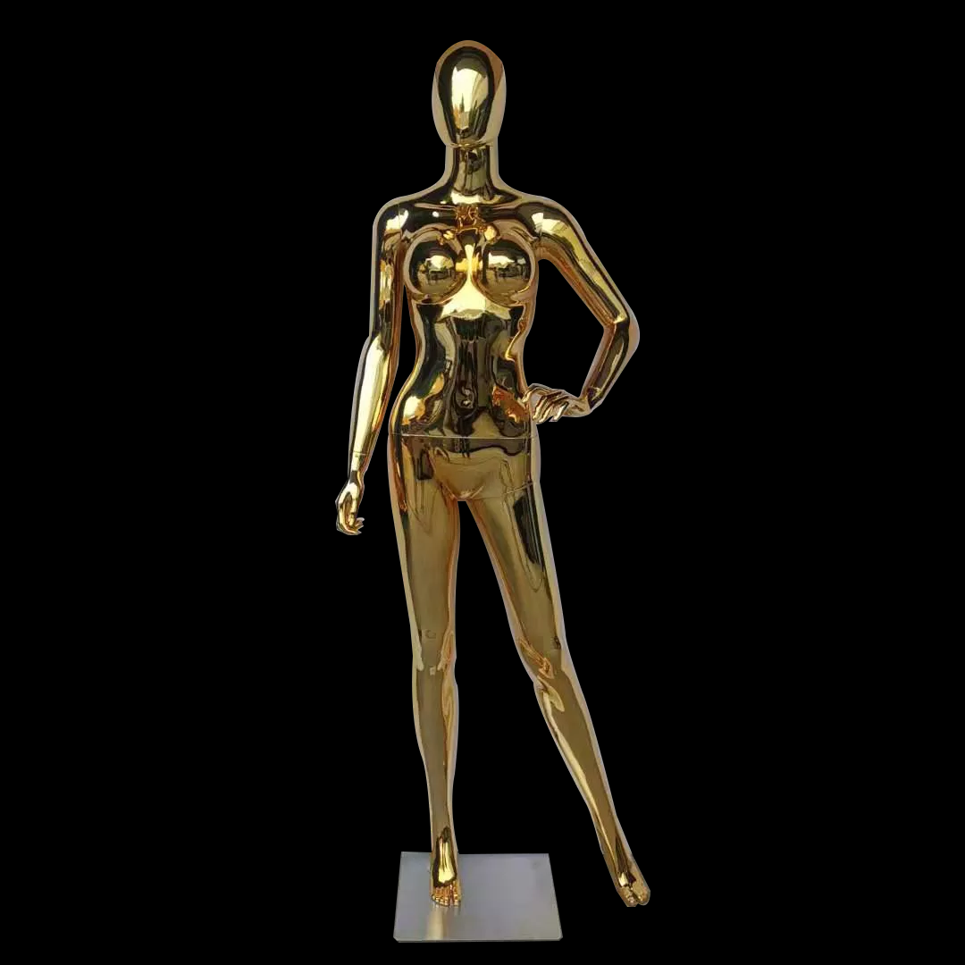 New Hot Sale Woman Electroplating Full Body Gold Elegant Plastic Mannequin Female Dummy