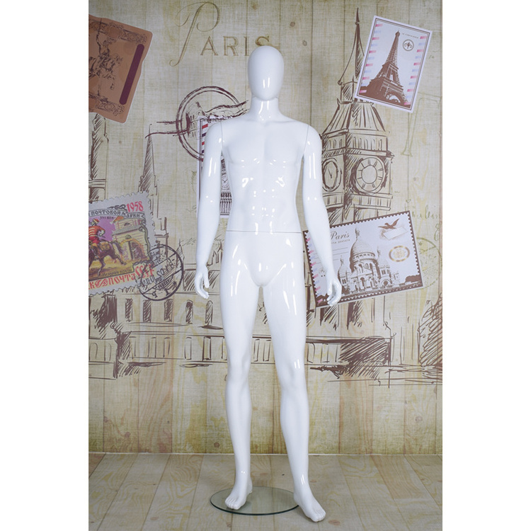 Fashion Display Glossy White Dummy Man Standtion Plastic Full Body Male Mannequins