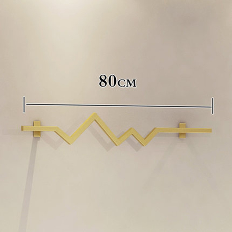 Single Rail Rose Gold Metal Clothes Wall Boutique Display Shelf Racks For Department Stores