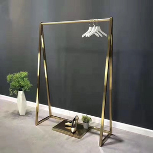 Wholesale Clothing Store Gold Stand Hanging Case Dress Metal Display Rack Shelf For Shop Home