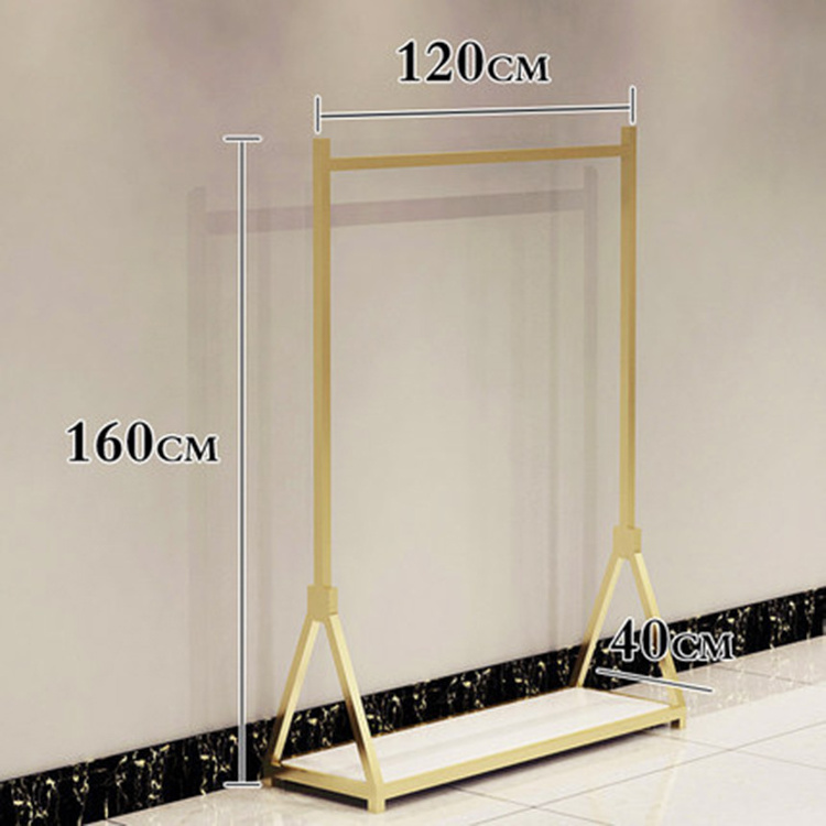 Custom Single Free Standing Clothing Wedding Dress Shop Gold Shiny Product Display Rack