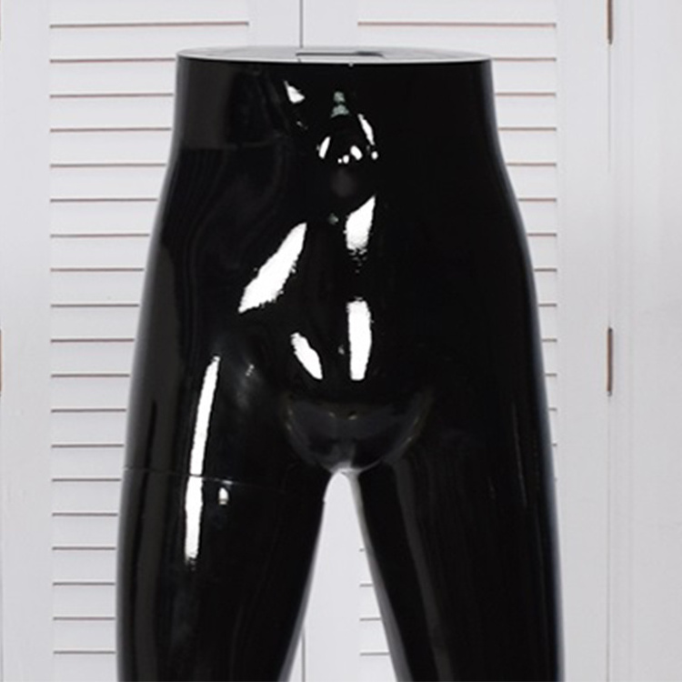 Glossy Black Men Plastic Half Body Stand  For Pants Legs Male Mannequin With Base