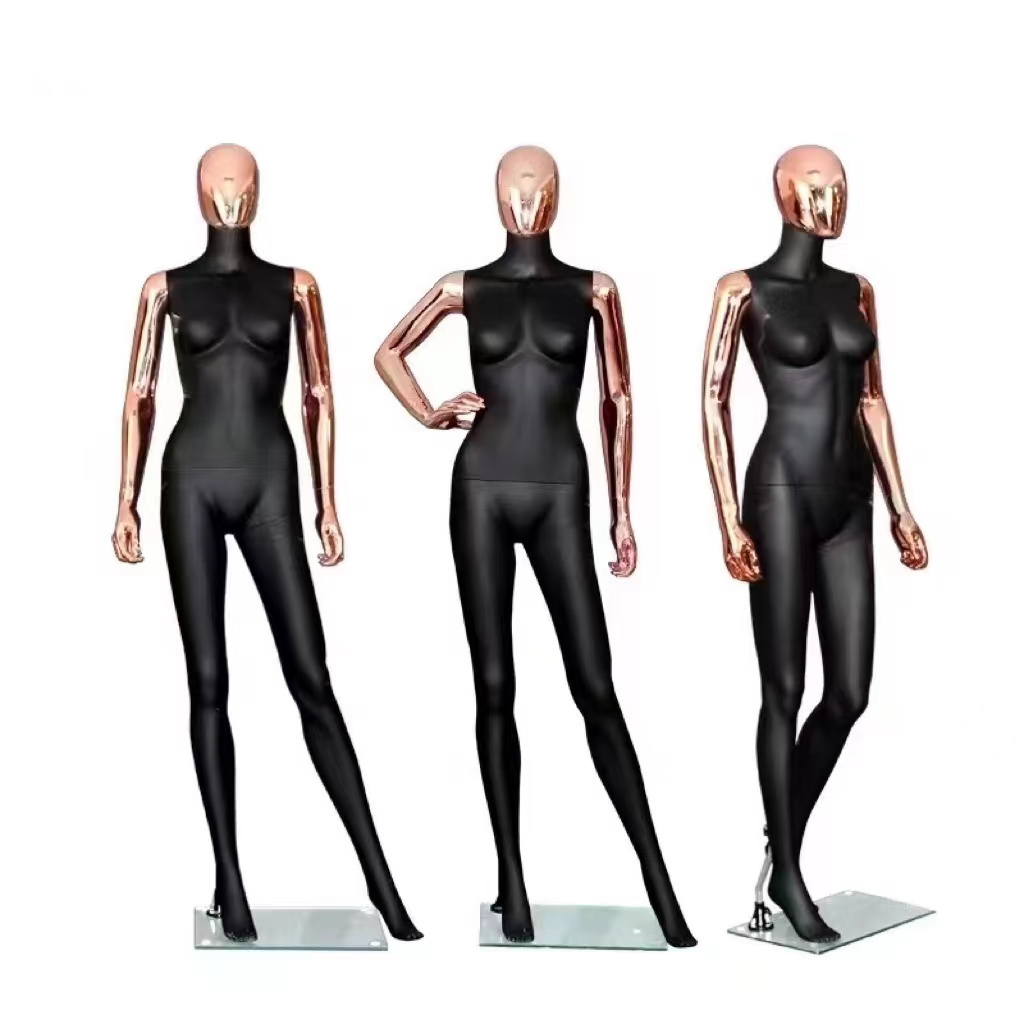 New Hot Sale Woman Electroplating Full Body Gold Elegant Plastic Mannequin Female Dummy