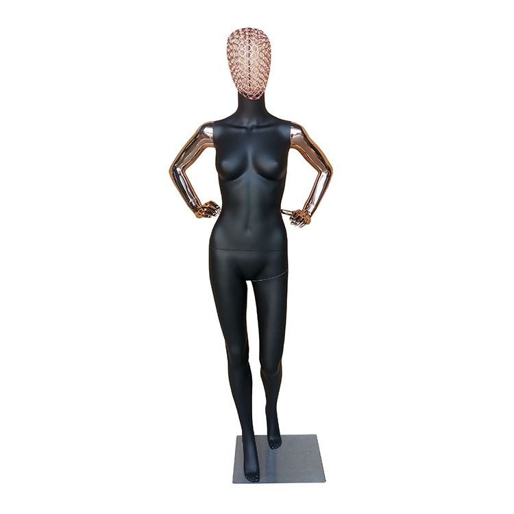 Most Cheap Price Wire Gold Head And Limbs Chromed Female Popular Partial Alien Mannequins