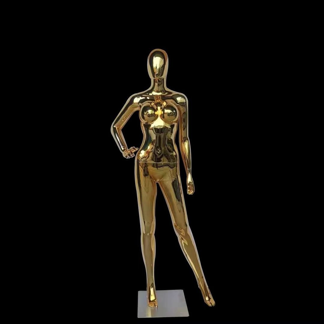 New Hot Sale Woman Electroplating Full Body Gold Elegant Plastic Mannequin Female Dummy