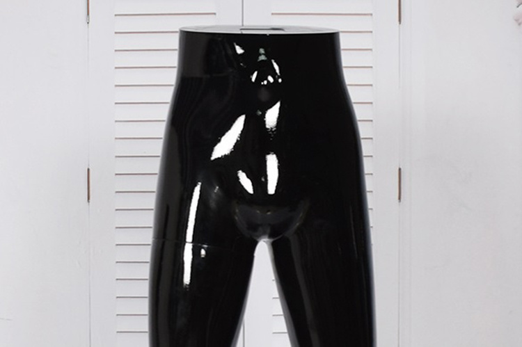 Glossy Black Men Plastic Half Body Stand  For Pants Legs Male Mannequin With Base