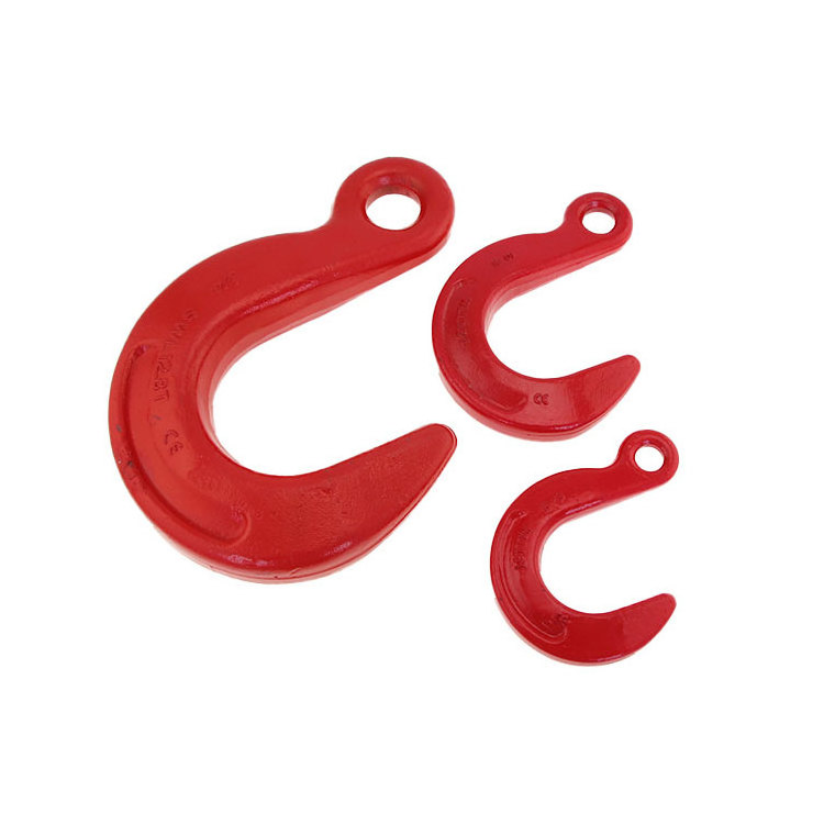 Chinese Factory 8.2T G80 Red Large Opening Eye Hook Small Eye Large Opening Lifting Hook