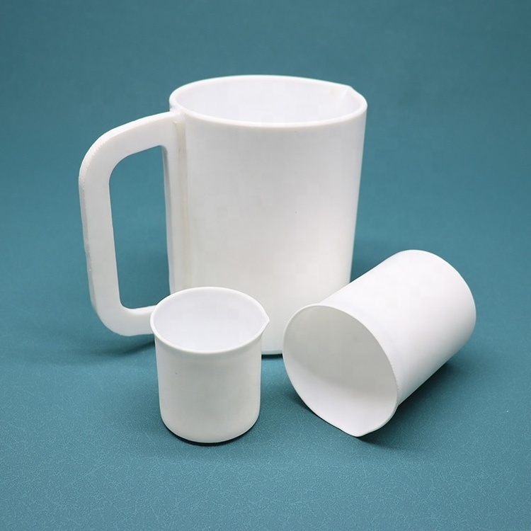 30ml- 10000ml Professional Chemical lab chemical White PTFE Beaker Manufacturer with Lid or Handle