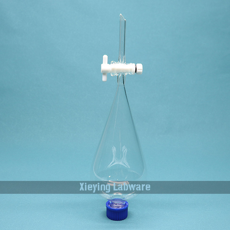 Lab Glassware Pear Shape Borosilicate Glass Separatory Funnel Separating Funnel with PTFE or Glass Stopcock